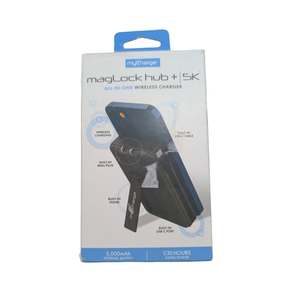 R3-O myCharge Maglock Hub+ 5K All-In-One Wireless Charger w/ Magsafe - Dark Gray